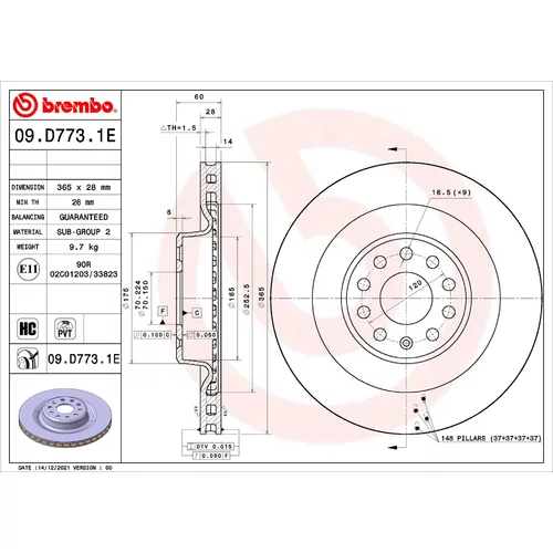 Sada bŕzd, Kotúčová brzda BREMBO KT 08 022