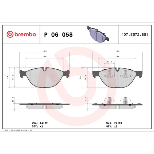 Sada brzdových platničiek kotúčovej brzdy BREMBO P 06 058