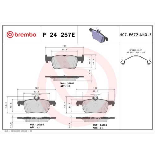 Sada brzdových platničiek kotúčovej brzdy BREMBO P 24 257E