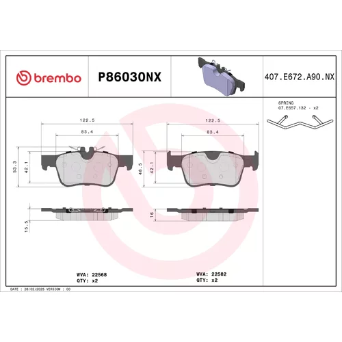 Sada brzdových platničiek kotúčovej brzdy P86030NX /BREMBO/ - obr. 3