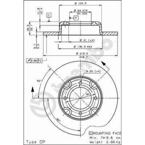 Brzdový kotúč BREMBO 08.3437.10