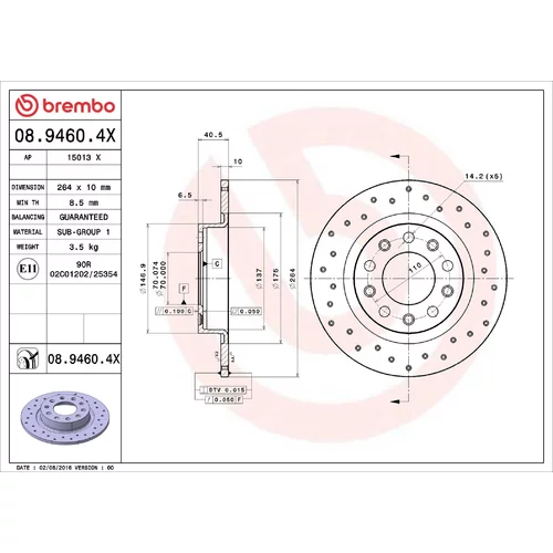 Brzdový kotúč BREMBO 08.9460.4X