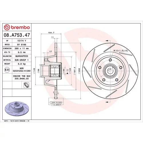 Brzdový kotúč BREMBO 08.A753.47