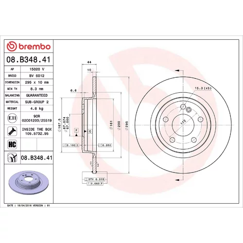 Brzdový kotúč BREMBO 08.B348.41