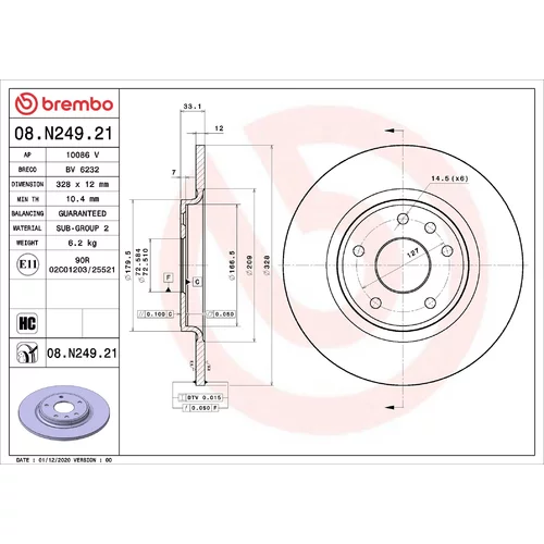 Brzdový kotúč BREMBO 08.N249.21