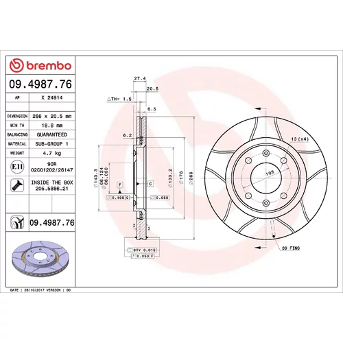 Brzdový kotúč BREMBO 09.4987.76