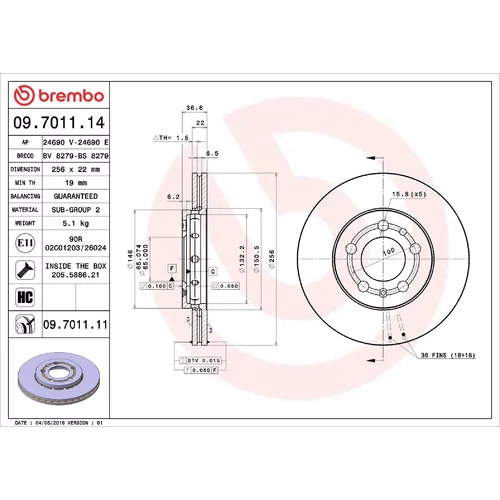 Brzdový kotúč BREMBO 09.7011.11