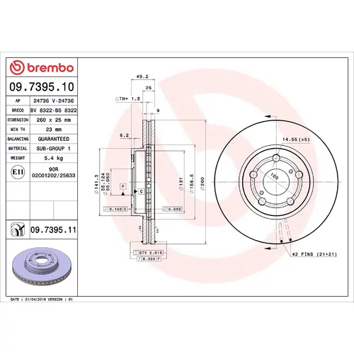 Brzdový kotúč BREMBO 09.7395.10