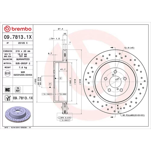 Brzdový kotúč BREMBO 09.7813.1X