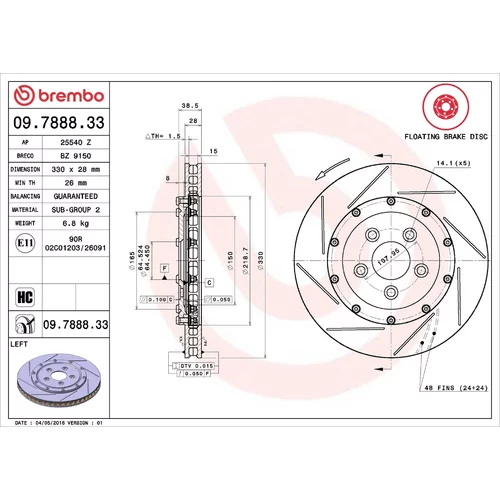 Brzdový kotúč BREMBO 09.7888.33