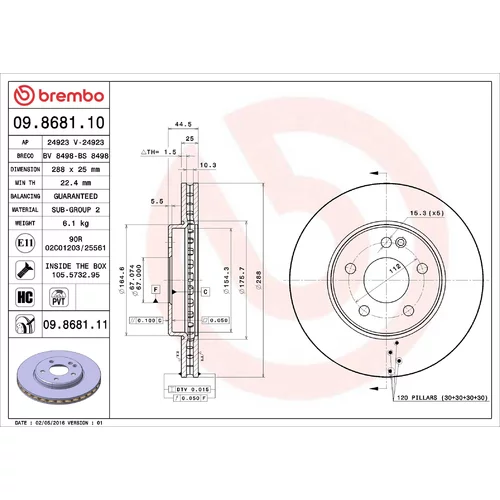 Brzdový kotúč BREMBO 09.8681.11
