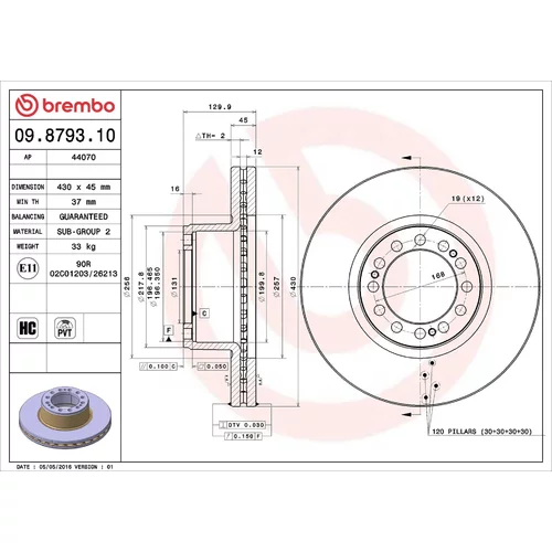 Brzdový kotúč BREMBO 09.8793.10