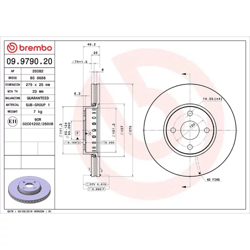 Brzdový kotúč BREMBO 09.9790.20