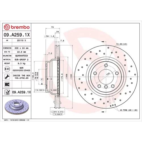 Brzdový kotúč BREMBO 09.A259.1X