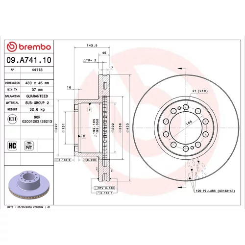 Brzdový kotúč BREMBO 09.A741.10