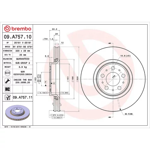 Brzdový kotúč BREMBO 09.A757.10