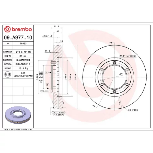 Brzdový kotúč BREMBO 09.A977.10