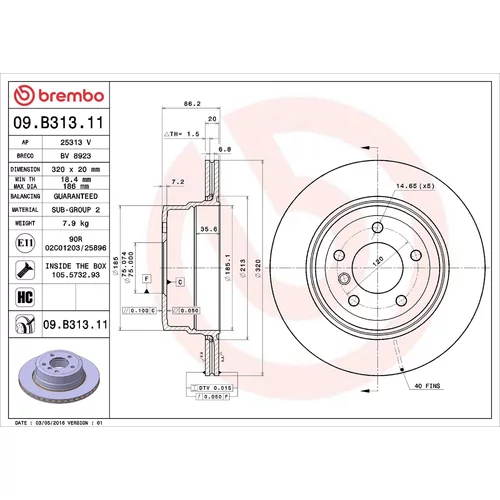 Brzdový kotúč BREMBO 09.B313.11