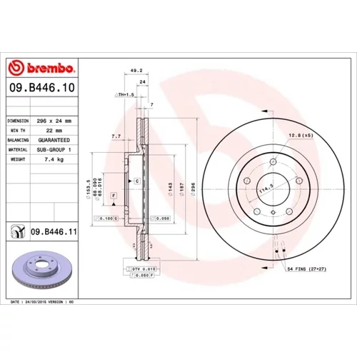 Brzdový kotúč BREMBO 09.B446.11