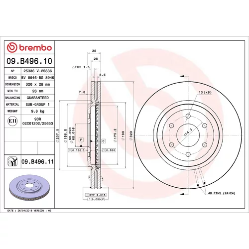 Brzdový kotúč BREMBO 09.B496.11