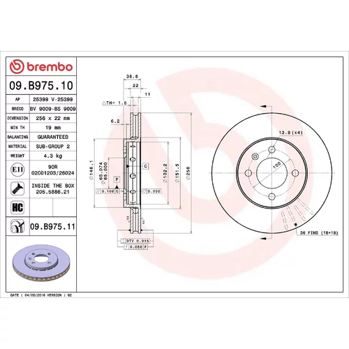 Brzdový kotúč BREMBO 09.B975.11
