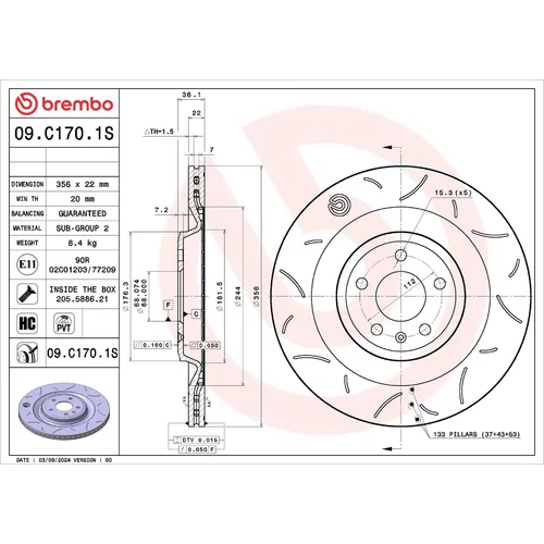 Brzdový kotúč BREMBO 09.C170.1S