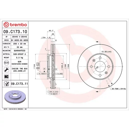 Brzdový kotúč BREMBO 09.C173.11