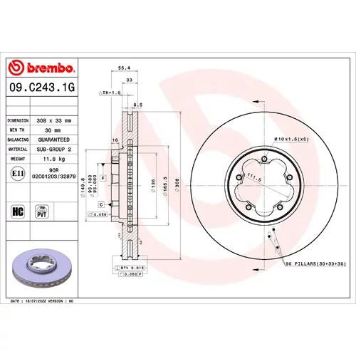 Brzdový kotúč BREMBO 09.C243.1G