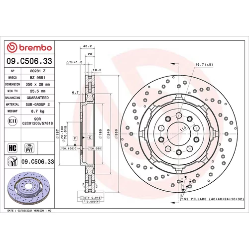 Brzdový kotúč BREMBO 09.C506.33