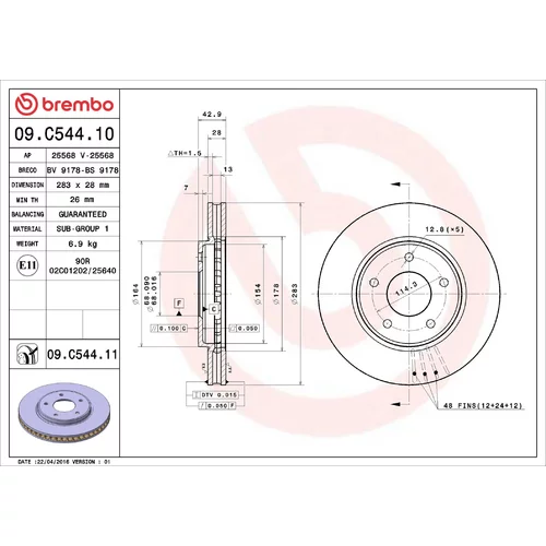 Brzdový kotúč BREMBO 09.C544.11