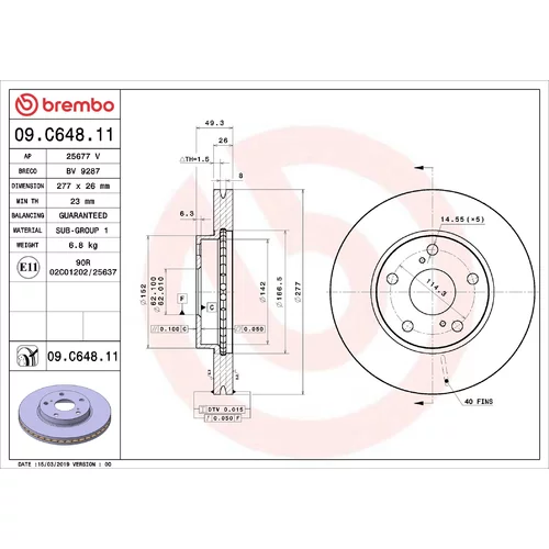 Brzdový kotúč BREMBO 09.C648.11