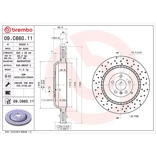 Brzdový kotúč BREMBO 09.C660.11