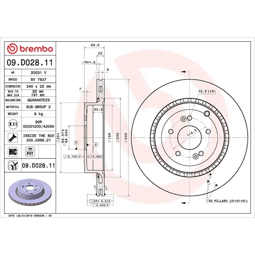 Brzdový kotúč BREMBO 09.D028.11