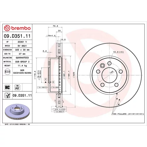 Brzdový kotúč BREMBO 09.D351.11