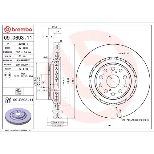 Brzdový kotúč BREMBO 09.D693.11