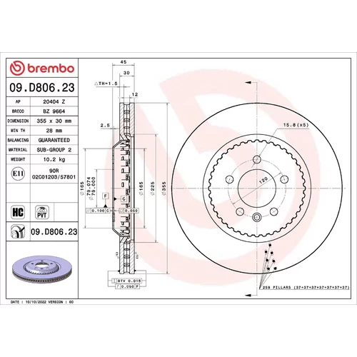Brzdový kotúč BREMBO 09.D806.23