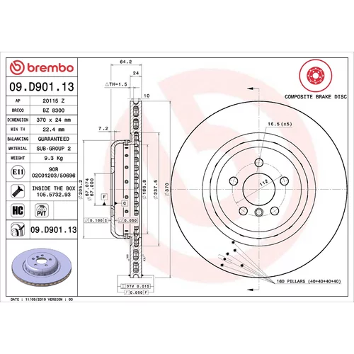 Brzdový kotúč BREMBO 09.D901.13