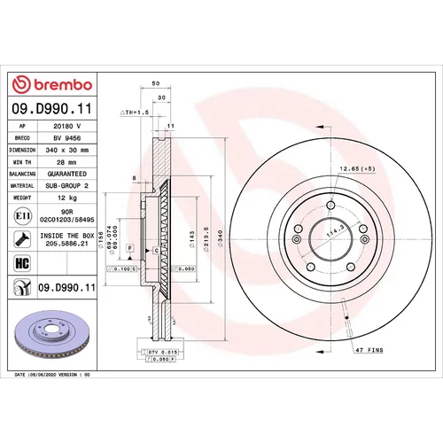 Brzdový kotúč BREMBO 09.D990.11