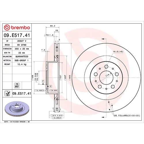 Brzdový kotúč BREMBO 09.E517.41