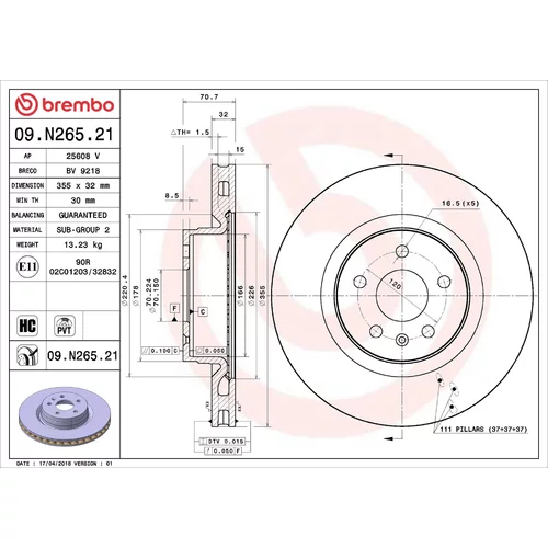 Brzdový kotúč BREMBO 09.N265.21