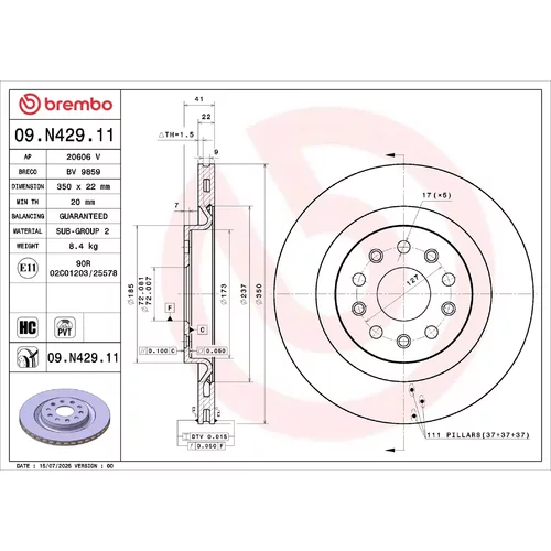 Brzdový kotúč BREMBO 09.N429.11