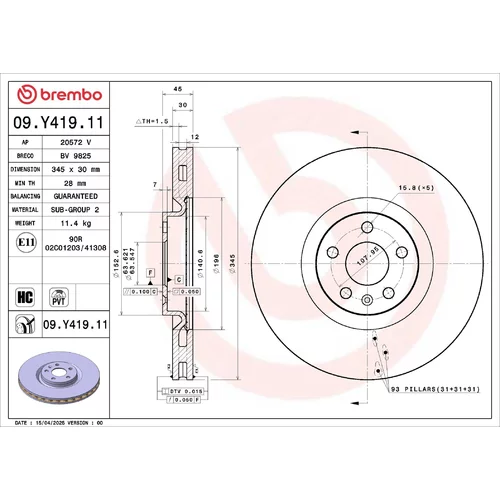 Brzdový kotúč BREMBO 09.Y419.11