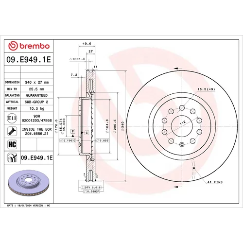 Sada bŕzd, Kotúčová brzda BREMBO KT 08 043