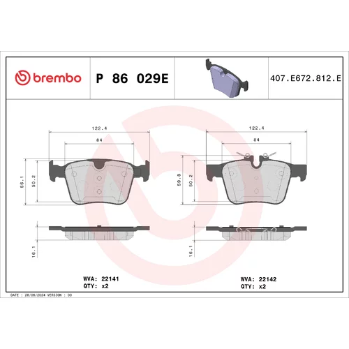 Sada brzdových platničiek kotúčovej brzdy BREMBO P 86 029E