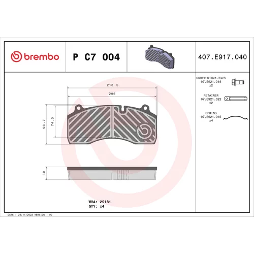 Sada brzdových platničiek kotúčovej brzdy BREMBO P C7 004