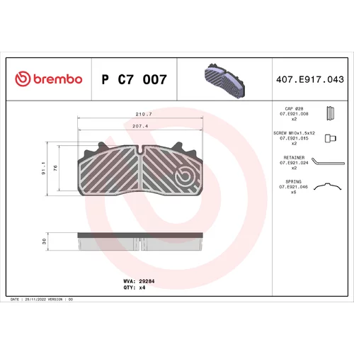 Sada brzdových platničiek kotúčovej brzdy BREMBO P C7 007