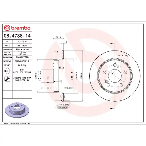 Brzdový kotúč BREMBO 08.4738.14
