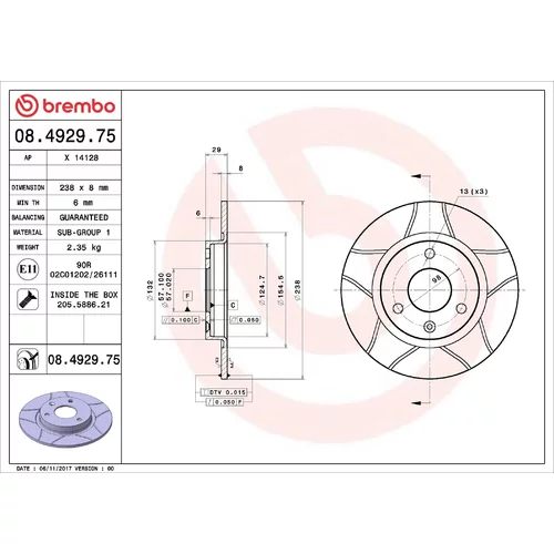 Brzdový kotúč 08.4929.75 /BREMBO/