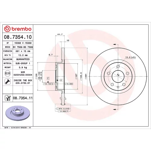 Brzdový kotúč BREMBO 08.7354.10