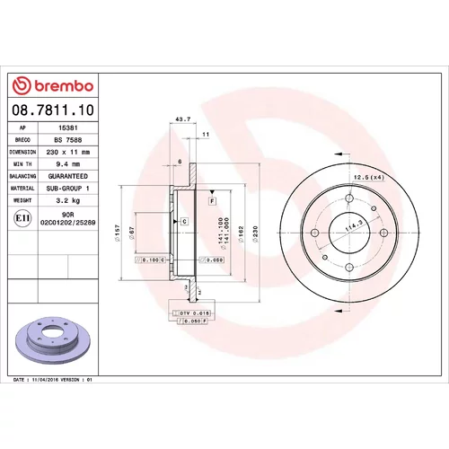 Brzdový kotúč BREMBO 08.7811.10